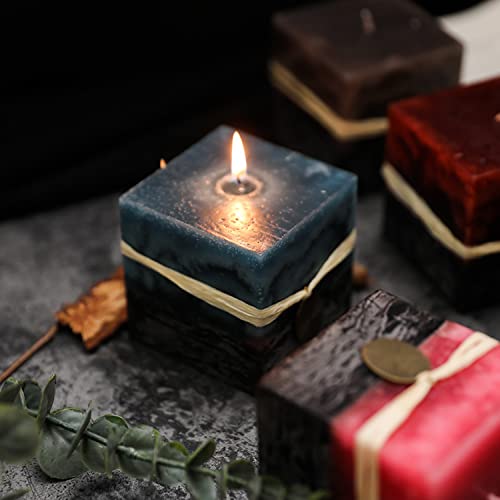 Square Aroma Candle,Gradient Color Village Style Soy Wax Scented Candle For Table Photo Prop Birthday Gift,Decoration Ornament,Prefect For Meditation Stress Relief Mood Boosting Bath Yoga #TOP1