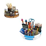 Pine Wood Lazy Susan + Lazy Susan Organizer with Bins