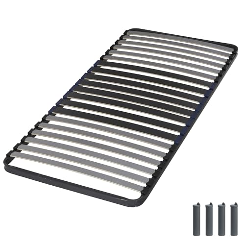 EBAC Literie Sommier à Lattes + Pieds 90x190 C34-20 Lattes Bois - Fabrication française