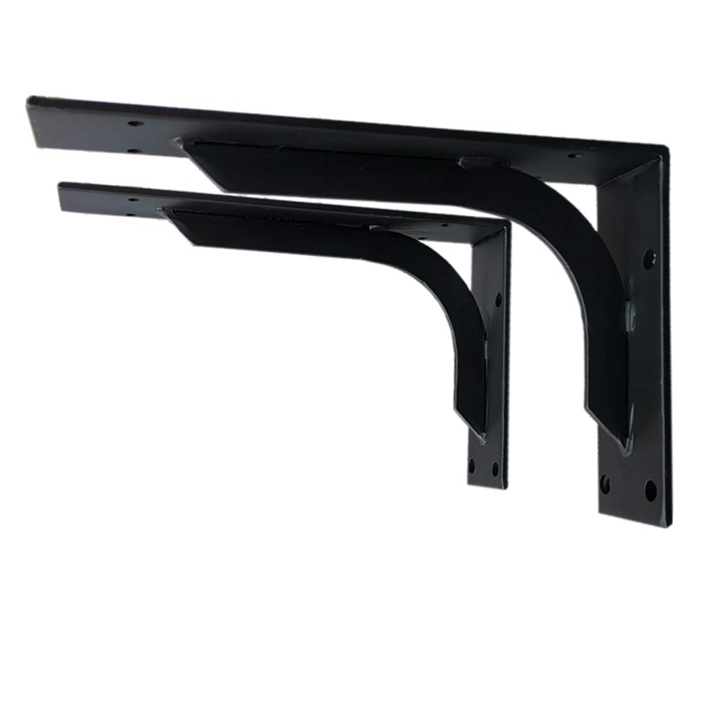 Supports d'étagère en Fer Robuste 15/20/25/30/35/40/45/50/55 cm, équerres pour étagère Noir, Etagère Murale Industriel, 2 pièces, Charge maximale 150 kg