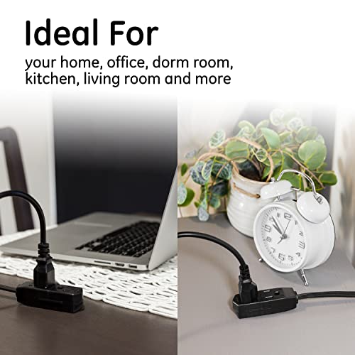 GE 3-Outlet Flat Extension Cord 8 Ft Grounded with Multiple Outlets 3 Prong, Extender Flat Plug Power Strip Indoor Extension Cord 16 Gauge UL Listed Black 56991 by GE - Image 7