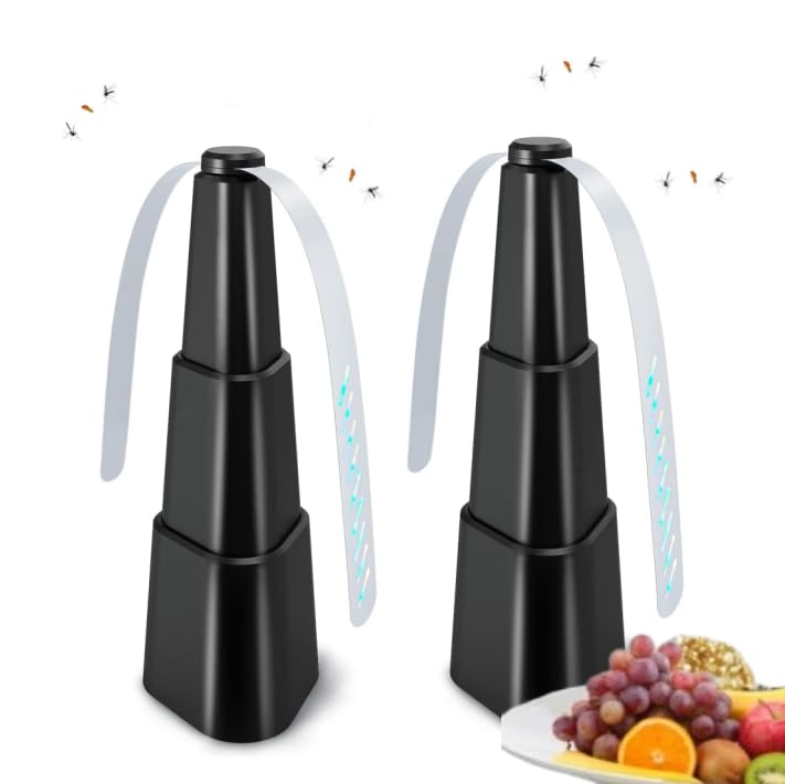 Fan for Tables, Fly Fan to Keep Food Clean, Portable Outdoor Picnic Food Fan, Portable Fly Fan for Bees, Wasps & Outdoor Use (Battery version *2(black)) — image 1