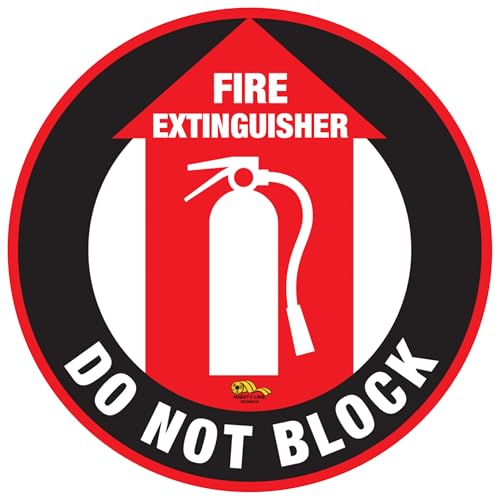 Mighty Line Fire Extinguisher Floor Sign Sticker for Safety, Warning, Heavy-Duty, Peel and Stick, Adhesive, Industrial Quality, Fire Extinguisher Do Not Block, 24"