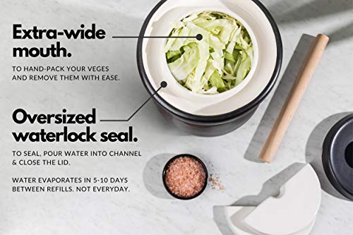 Tomo Fermentation Crock With Weights - Ceramic Sauerkraut Pickling Crock - Stoneware Kombucha Brewing (7L) #TOP2