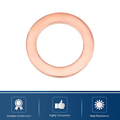 sourcing map 20Stk. 8mm x 12mm x 1mm Kupfer Flachscheibe für Schraubenbolzen