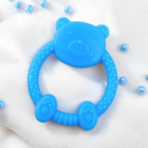 Image of MamaLaps Soft Silicone Baby Teether, Silicone BPA Free Teethers for Newborn Infant, Teething Toy for Babies with Textured Surface for Soothing Gums (Pack of 1, Teddy-Blue)