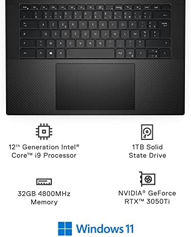 Dell XPS 15 9520 15.6" OLED 3.5K Laptop, Intel Core i9-12900HK, 32GB RAM, 1TB SSD, NVIDIA GeForce RTX 3050Ti 4GB, Touchscreen, Backlit Keyboard, Fingerprint Reader, Windows 11 Home (Silver)