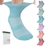 Bulinlulu Diabetic Socks for Women Men,6 Pairs Non Binding Diabetic Ankle Wide Socks with Seamless Toe Size 7-9 9-11(Medium,Pure)