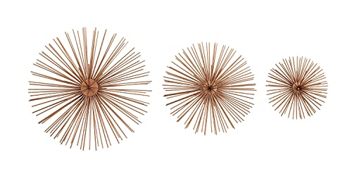 Cosmoliving By Cosmopolitan Metal Starburst 3D Wall Decor, Set Of 3 6", 9", 12"W, Copper #TOP1