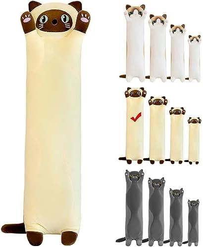 Mikytoper Cute Cat Plush Pillow - Long Cat Plush Stuffed Animals Pillow Soft Cat Pillow Plush for Kids Adult, Kawaii Gift for Birthday Christmas Children's Day (grey, 50cm)
