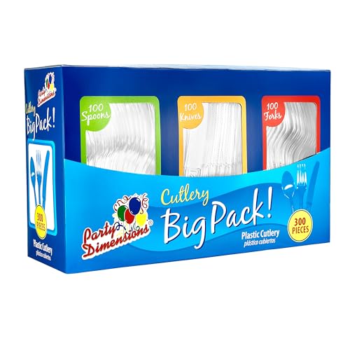 Party Dimensions 300 Count Plastic Cutlery Combo Box, Disposable Clear Plastic Silverware Utensils Set - Image 5