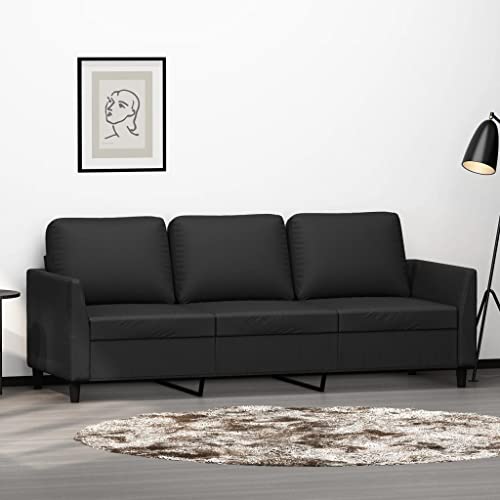 LAPOOH Sofá de 3 plazas de Cuero sintético Negro 180 cm, Sofas De Salon, Hogar Sofa, Muebles Salon, Sofa Relax, Sofá Moderno - SPU:359338