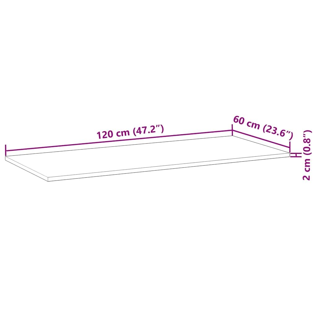 vidaXL Bureaublad 120x60x2 cm onbehandeld massief acaciahout
