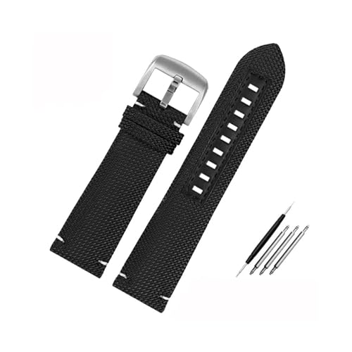 Bracelet montre cuir nylon noir 22 mm idéal du bureau aux loisirs