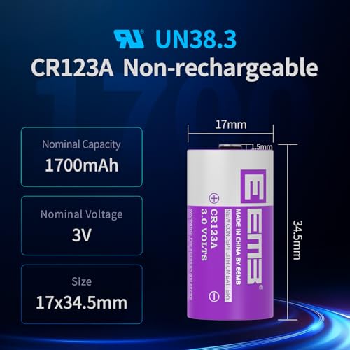 EEMB CR123A 3V Lithium Battery Non-Rechargeable CR17345 CR123 Batteries High Performance with PTC Protection for Cameras Flashlight Toy Alarm Smart Sensors and More(4) by EEMB - Image 2