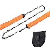 Pocket Chainsaw with Paracord Handle, Heavy Duty Steel Hand Chainsaw, Manual chainsaw, Camping Saw, Emergency Survival Gear for Camping Backpacking Hiking Hunting （24inch-11teeth）