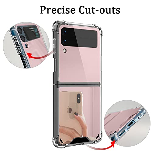 Rosehui For Samsung Galaxy Z Flip 3 5G (2021) Folding Case Luxury Bling Plating Mirror Design For Girls Women Hard Pc With Soft Tpu Bumper Shockproof Protective Cover For Samsung Z Flip 3,Rose Gold #TOP3