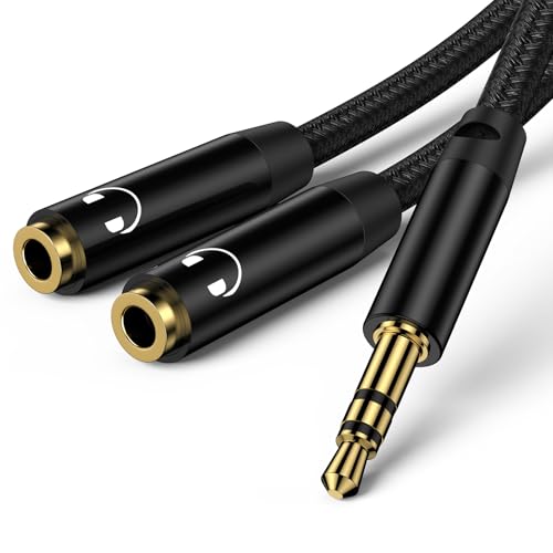 Headphone splitter, 3.5mm Aux Splitter Adapter Nylon Braided Male to 2 Female Aux Jack Cord Stereo Audio Y Splitter for iPhone/iPod/iPad, Samsung, Xiaomi, Huawei,LG, Earphone, Speaker, MP3 Player etc Headphone splitter, 3.5mm Aux Splitter Adapter Nylon Braided Male to 2 Female Aux Jack Cord Stereo Audio Y Splitter for iPhone/iPod/iPad, Samsung, Xiaomi, Huawei,LG, Earphone, Speaker, MP3 Player etc