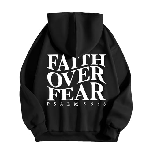 Faith Over Fear Hoodie Christian Hoodies for Men Christian Faith Religious God Tops Long Sleeve Pullover4