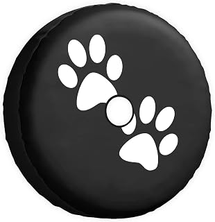 Cafetime Spare Tire Cover Dog Paws Cat Paws Print Wheel Tire Cover Universal Fit for Trailer, RV, SUV Jeep Truck Camper Travel Wheel Protectors Covers 18 Inch with Backup Camera Hole
