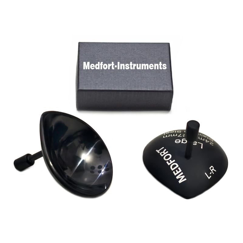 Corneal Eye Shield Protector, Stainless Steel, 24mm x 27mm Large, Black, Set of 2, Model II