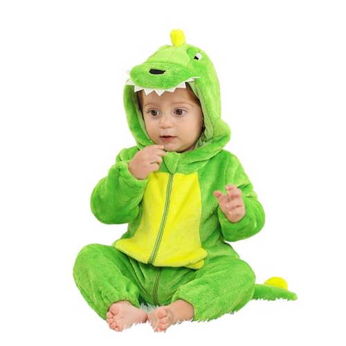 JVJQ Baby Schlafanzug mit Anti-Kneif-Reißverschluss 2-Wege-Zipper & Premium dinosaurier kostüm baby - Bio-Baumwolle für Neugeborene bis Kleinkinder (0-36M) -Baby Kostüm Karneval & Halloween
