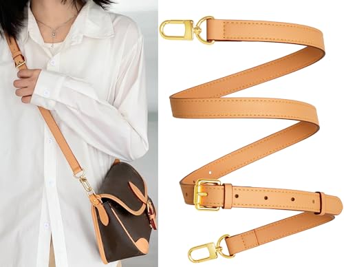 Image of Vachetta Leather purse strap Genuine Leather Adjustable Replacement Strap for Shoulder Bag Handbag Purse
