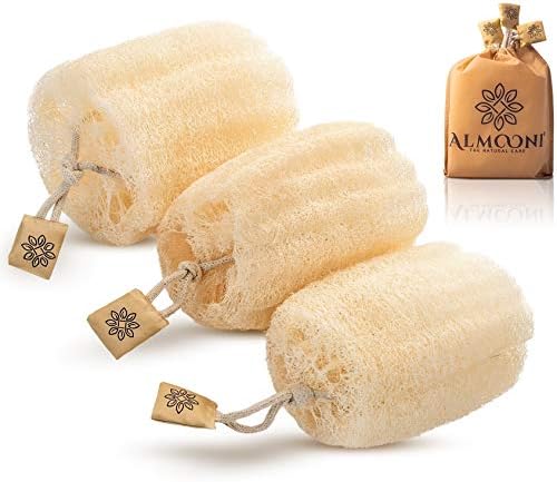 Natural Real Egyptian Shower Loofah Sponge Body Scrubber That Will Get You Clean and Not Just Spread Soap 3 Count(1 Pack)