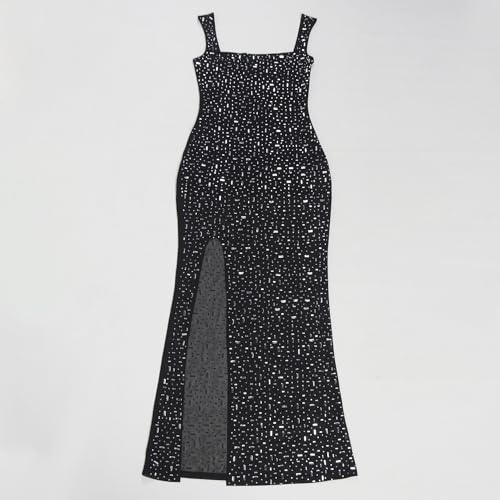 Image of PORRCEY Women's Sexy Elegant Rhinestone Bodycon Dress Hot Drilling Clubwear