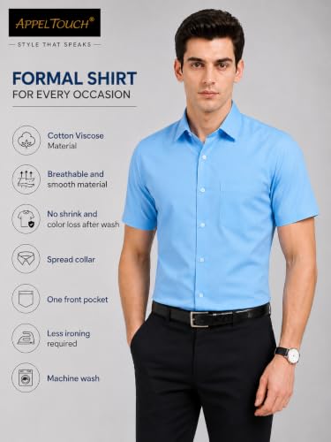 Image of Appel Touch Men's Cotton Blend Formal Shirt Half Sleeves