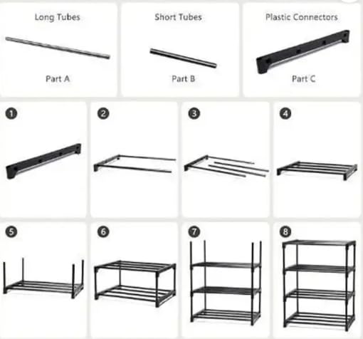 Image of PlexEnt 5 Tier Foldable & Stackable Shoe Rack Organizer for Home Storage | Space Saving Plastic Shoe Stand for Bedroom, Entryway & Closet | Lightweight Durable Multipurpose Shoe Storage Shelf (5)