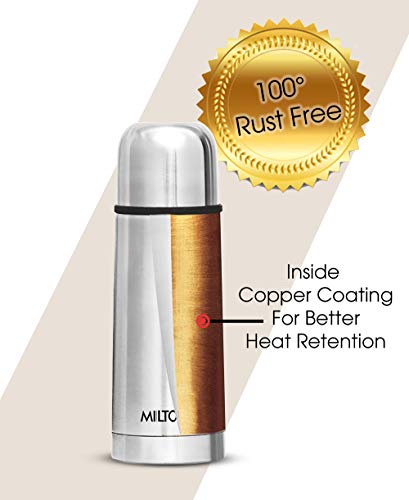 Milton Thermosteel Flip Lid Flask 350, Double Walled Vacuum Insulated 350 Ml | 12 Oz | 24 Hours Hot And Cold Water Bottle With Cover, 18/8 Stainless Steel, Bpa Free, Food Grade, Leak-Proof | Silver #TOP2
