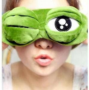 United Lethargics 3D Cartoon Frog In Soft Velvet Sleep Mask For Unisex - Green