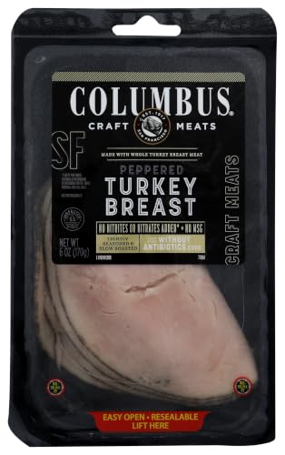COLUMBUS Peppered Turkey Breast, Sliced Deli Meat, 6 Oz