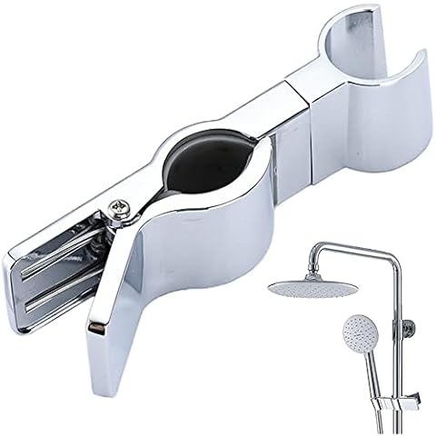 PIGIAOKA Adjustable Hand Shower Bracket for Slide Bar, Universal 20-25MM Rail Shower Head Holder Slider Clamp Bathroom Replacement 45 Degree Rotation Sprayer Holder Cover