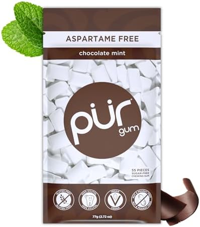 PUR Gum, Chocolate Mint, Xylitol Gum, No Artificial Flavor, 55 Count