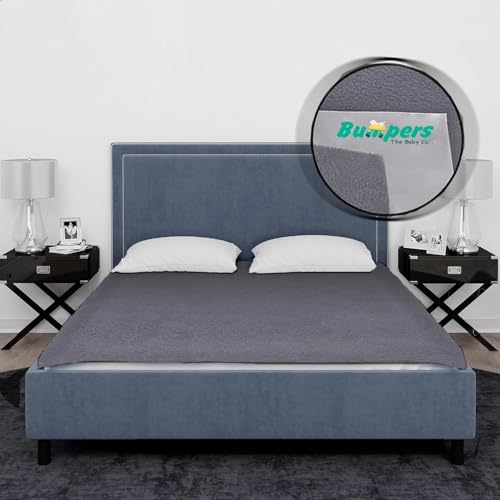 Image of Bumpers Waterproof Quick Dry Sheet for Baby|Bed Pad Extra Absorbent Washable Matress Protector|Baby Bed Protector Sheet for Toddler Children & Adult Double Bed, King Size (XXL, 260x200cm, Grey)