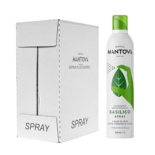 Aceite de Oliva Virgen Extra Sabor Albahaca 6X200 ml – Pulverizador Aceite Cocina Antigoteo en Spray con el que Puedes Ahorrar hasta el 90% del Producto