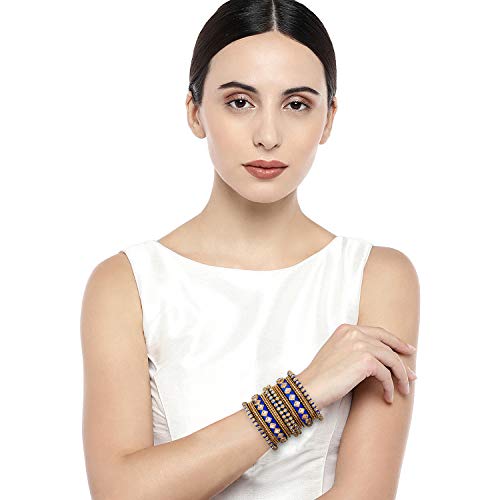 Aheli Matching Floral Kundan Silk Thread Chuda Chura Bangle Set Indian Traditional Bridal Fashion Jewelry For Women Girls (Size - 2.6) #TOP1