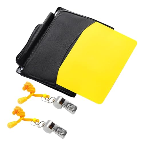 Kit de árbitro fútbol con tarjetas y silbatos metálicos miniatura 1