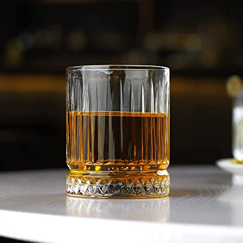 Image of Whiskey Glass Transparent, 310 ML, Whisky Glass, Diamond Design Bar Glass for Drinking Bourbon, Whisky, Scotch, Cocktails, Cognac - Old Fashioned Cocktail Tumblers Set of 6 (a p.$., 6)