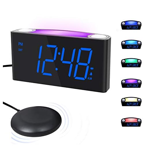 Loud Alarm Clock for Heavy Sleepers, Vibrating Alarm Clock with Bed Shaker, LED Digital Clock with 7 Colored Night Light, 2 USB Ports, 7" Large Display,Big Snooze, Alarm Clock for Bedroom Kids Senior