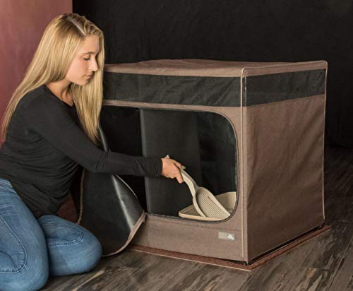 Image of Pet Gear Pro Pawty for Cats with littertraX Mat, Put an end to Scattered Litter, Foldable, Easy Clean, Litterbox not Included, Chocolate