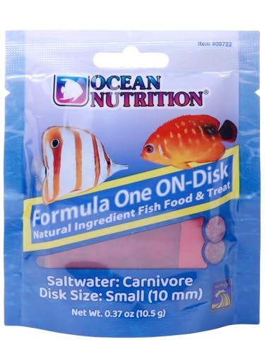 Ocean Nutrition Fish Food Formula One On-Disk - All-Natural Fish Food for Saltwater Carnivore, Tangs, Angels, Clownfish, High Protein (38%), 0.37 oz (10.5 g), Small Size
