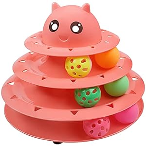 Upsky Cat Toy Roller Cat Toy Ball Tower Cat Fun 3-Level Tower Ball & Track Indoor Cats Pet Roller Ball Cat Play Super Roller Super Fun PP Material More Durable Stronger