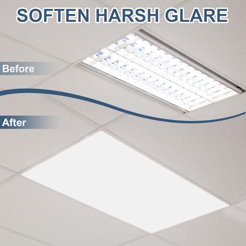 Pushglossy 6 Pack 22.5" x 46.5" x 0.08" Frosted Fluorescent Light Diffuser Panels, Translucent Polystyrene Sheet Replacement for 2x4ft Drop Ceiling Lights for Classroom Office Home by Pushglossy - Used condition - Image 4