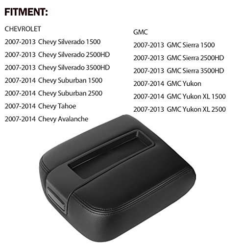 LCWRGS Center Console Lid Black Armrest Cover Replacement for 2007-2014 Chevy Silverado/Tahoe/Suburban/Avalanche | GMC Sierra/Yukon/Yukon XL, Replaces 15217111 by LCWRGS - Image 2
