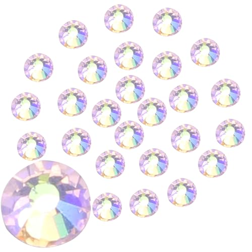 Jollin Glue Fix Flatback Rhinestones Glass Diamantes Gems for Nail Art Crafts Decorations Clothes Shoes 4.0mm (SS16 576pcs, Pink AB)