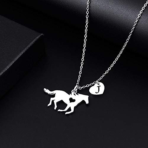 Little Girls Horse Gifts: Dainty Initial Necklace, Heart Alphabet Necklace