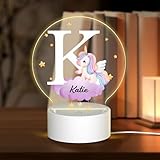 Vicerkear Personalized Cute Forest Animal Night Light for Kids,Custom Name Touch Control Nursery Lamp,3 Color Changing Acrylic Glow Light for Baby Boys,Girls,Toddler Bedroom Decor